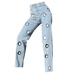 Boogzel Apparel Y2K OUTFITS 2.0 Holed Up Grommet Jeans