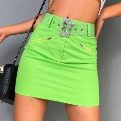 Boogzel Apparel Acid Spark Green Skirt Clothing