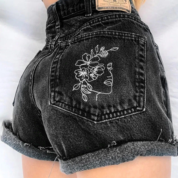 Boogzel Apparel Aesthetic Outlines Embroidery Shorts GRUNGE CLOTHES 2 Boogzel Apparel Aesthetic Outlines Embroidery Shorts GRUNGE CLOTHES