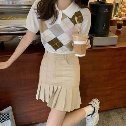 Boogzel Apparel Self Made Argyle Collar Top PREPPY CLOTHES