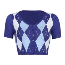 Boogzel Apparel Argyle Pattern Knit Top