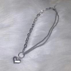 Boogzel Apparel GRUNGE CLOTHES Asymmetric Heart Necklace