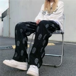Boogzel Apparel Balaclava Print Wide Leg Pants GRUNGE CLOTHES