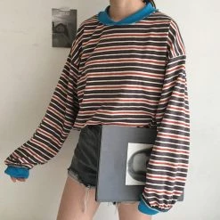 Boogzel Apparel GRUNGE CLOTHES Break Away Striped Sweatshirt