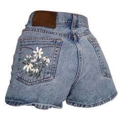 Boogzel Apparel Chamomile Embroidered Denim Shorts
