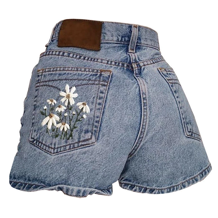 Boogzel Apparel Chamomile Embroidered Denim Shorts 1 Boogzel Apparel Chamomile Embroidered Denim Shorts
