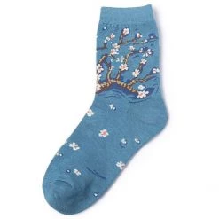 Boogzel Apparel Almond Blossoms Van Gogh Socks COTTAGECORE / ARTSY