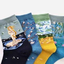 Boogzel Apparel Almond Blossoms Van Gogh Socks COTTAGECORE / ARTSY