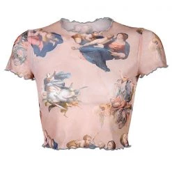 Boogzel Apparel Clothing Cherub Print Crop Top