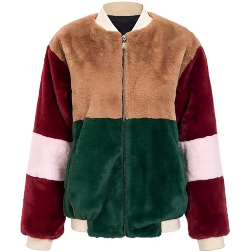 Boogzel Apparel Color Block Fuzzy Jacket Clothing