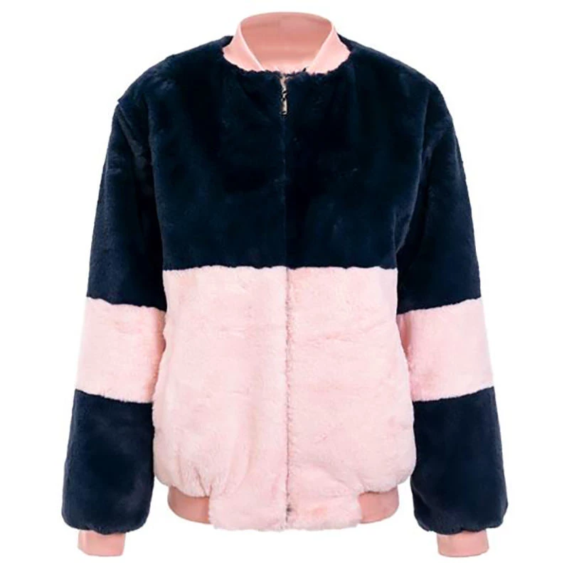 Boogzel Apparel Color Block Fuzzy Jacket Clothing