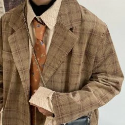 Boogzel Apparel GRANDMA AESTHETIC Academia Aesthetic Plaid Blazer