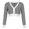 Boogzel Apparel Dogtooth Check Crop Cardigan