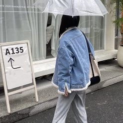 Boogzel Apparel 90s & VINTAGE Faux Sherpa Lined Denim Jacket