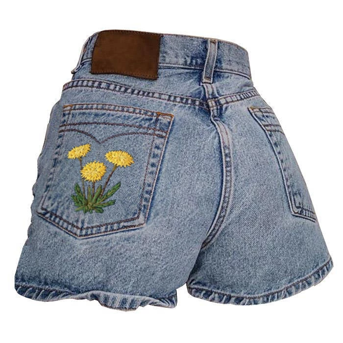 Boogzel Apparel Dandelion Embroidery Denim Shorts 1 Boogzel Apparel Dandelion Embroidery Denim Shorts