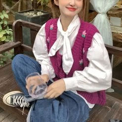 Boogzel Apparel Grandmacore Knit Vest COTTAGECORE / ARTSY