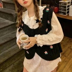 Boogzel Apparel Grandmacore Knit Vest COTTAGECORE / ARTSY