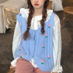 Boogzel Apparel Grandmacore Knit Vest COTTAGECORE / ARTSY