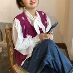 Boogzel Apparel Grandmacore Knit Vest COTTAGECORE / ARTSY