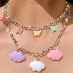 Boogzel Apparel Butterfly & Clouds Pastel Necklace