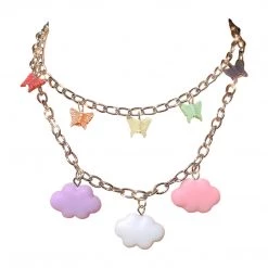 Boogzel Apparel Butterfly & Clouds Pastel Necklace