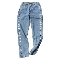 Boogzel Apparel Holed Up Grommet Jeans Clothing