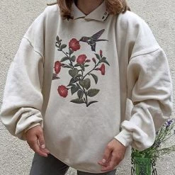 Boogzel Apparel Hummingbird Vintage Sweatshirt COTTAGECORE / ARTSY