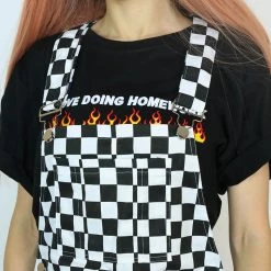 Boogzel Apparel Checker Short Dungarees CHECKER AESTHETIC