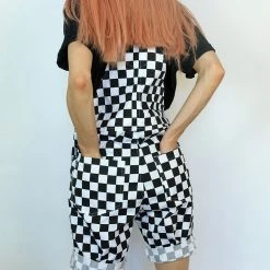 Boogzel Apparel Checker Short Dungarees CHECKER AESTHETIC 8 Boogzel Apparel Checker Short Dungarees CHECKER AESTHETIC