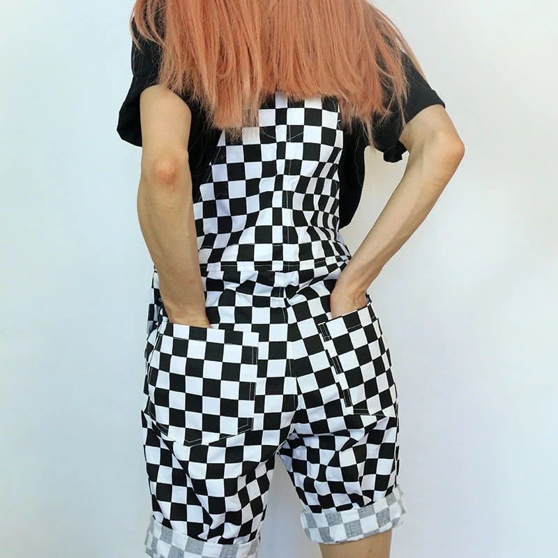 Boogzel Apparel Checker Short Dungarees CHECKER AESTHETIC 4 Boogzel Apparel Checker Short Dungarees CHECKER AESTHETIC
