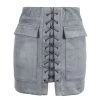 Boogzel Apparel Lace Up Faux Suede Mini Skirt Clothing