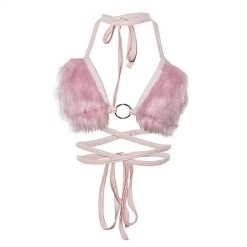 Boogzel Apparel Light Pink Fuzzy Bra Top Clothing