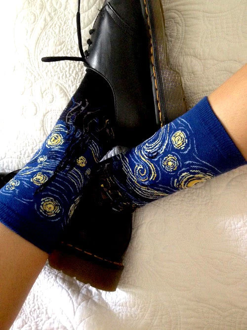 Boogzel Apparel Starry Night Van Gogh Socks COTTAGECORE / ARTSY 2 Boogzel Apparel Starry Night Van Gogh Socks COTTAGECORE / ARTSY
