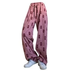 Boogzel Apparel Balaclava Print Wide Leg Pants GRUNGE CLOTHES