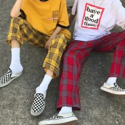 Boogzel Apparel 90s Kids Pants In Plaid Check