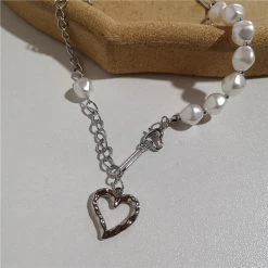 Boogzel Apparel Accessories Pearl Asymmetric Heart Necklace