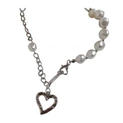 Boogzel Apparel Accessories Pearl Asymmetric Heart Necklace