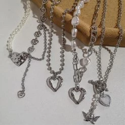 Boogzel Apparel Accessories Pearl Asymmetric Heart Necklace
