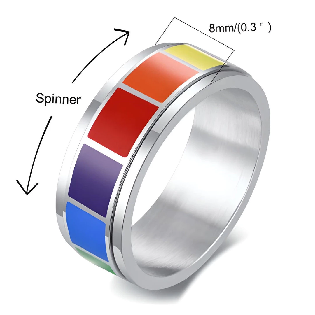 Boogzel Apparel OVER THE RAINBOW Rainbow Spinner Ring 4 Boogzel Apparel OVER THE RAINBOW Rainbow Spinner Ring