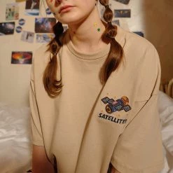 Boogzel Apparel DRESSED FOR SPACE Satellite Embroidered T-Shirt