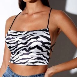 Boogzel Apparel Y2K OUTFITS Satin Open Back Lace-Up Top