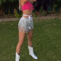 Boogzel Apparel Sequin Fringe Skirt