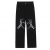 Boogzel Apparel GRUNGE CLOTHES Skeleton Hands Embroidery Jeans