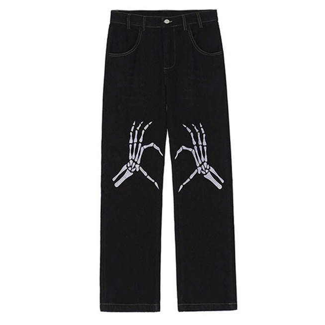 Boogzel Apparel GRUNGE CLOTHES Skeleton Hands Embroidery Jeans 1 Boogzel Apparel GRUNGE CLOTHES Skeleton Hands Embroidery Jeans