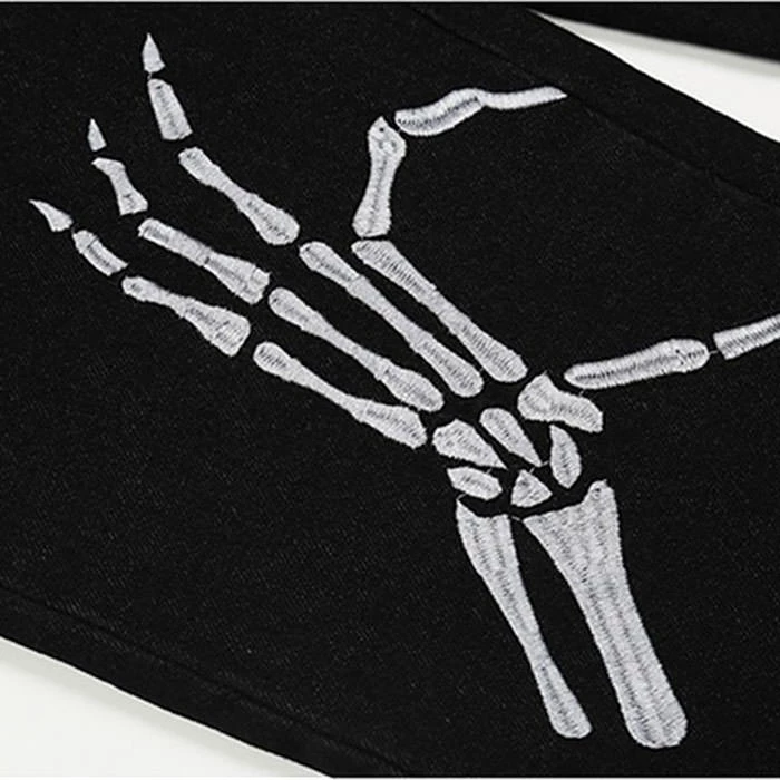 Boogzel Apparel GRUNGE CLOTHES Skeleton Hands Embroidery Jeans 4 Boogzel Apparel GRUNGE CLOTHES Skeleton Hands Embroidery Jeans