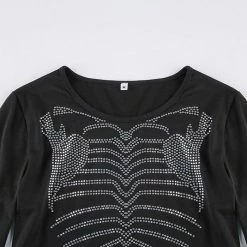 Boogzel Apparel FAIRY GRUNGE Skeleton Rhinestone Crop Top