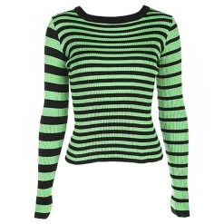 Boogzel Apparel Striped Ribbed Sweater