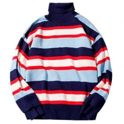 Boogzel Apparel Striped Roll Neck Sweater