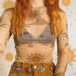 Boogzel Apparel DRESSED FOR SPACE Sun & Moon Mesh Top 10 Boogzel Apparel DRESSED FOR SPACE Sun & Moon Mesh Top