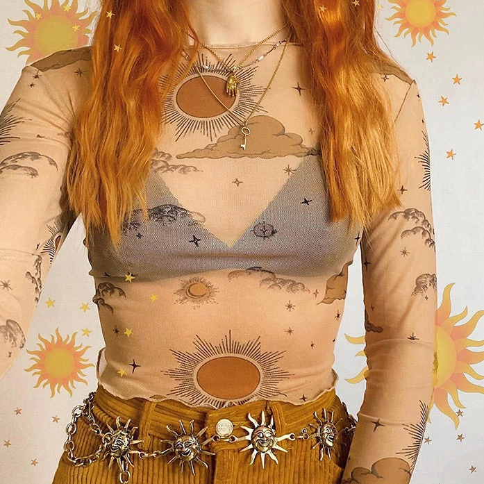 Boogzel Apparel DRESSED FOR SPACE Sun & Moon Mesh Top 5 Boogzel Apparel DRESSED FOR SPACE Sun & Moon Mesh Top